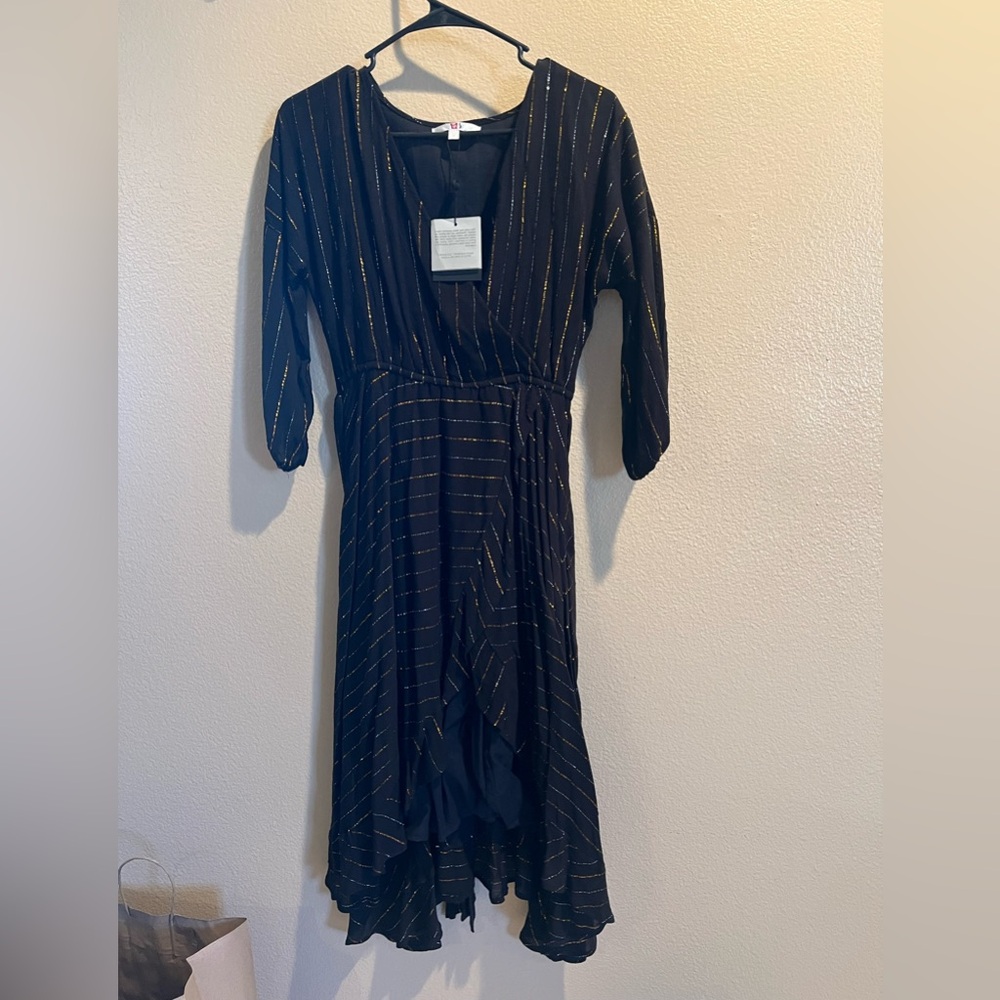 Black Dress with Gold Stripes